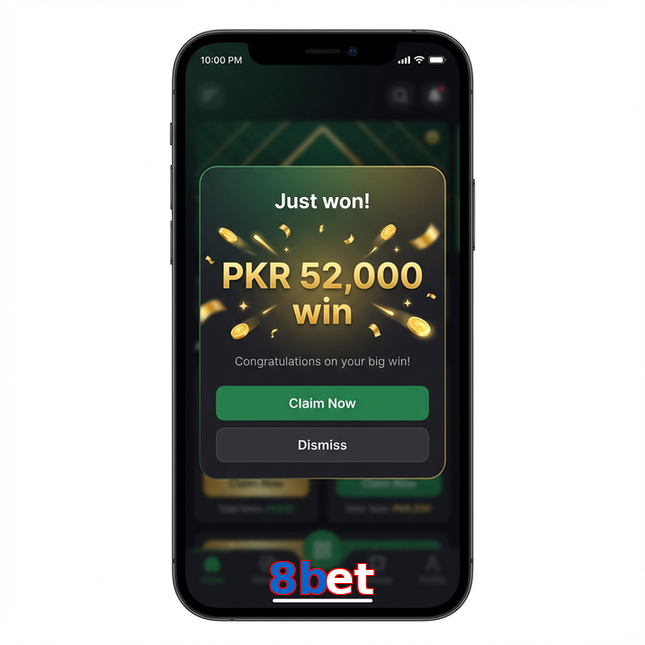 Main screen of 8Bet win page for PK players